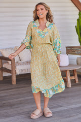 Jasmine Midi Dress - Pompeii Citrus