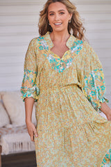 Jasmine Midi Dress - Pompeii Citrus