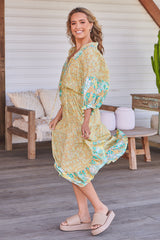 Jasmine Midi Dress - Pompeii Citrus