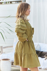 Loom Mini Dress- Olive ~ MOS the label