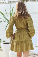 Loom Mini Dress- Olive ~ MOS the label