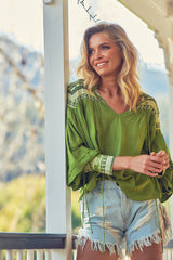 Folk Blouse - Olive Eshana