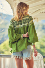 Folk Blouse - Olive Eshana