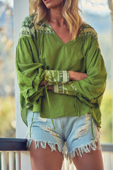 Folk Blouse - Olive Eshana