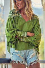 Folk Blouse - Olive Eshana