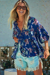 Adia Top - Indigo Floral