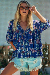 Adia Top - Indigo Floral