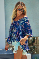 Adia Top - Indigo Floral