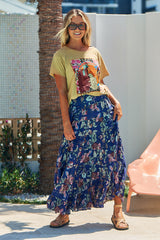 Santi Skirt - Indigo Floral