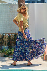 Santi Skirt - Indigo Floral