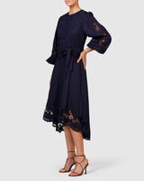 Renaissance Embroidery Midi Dress - French Navy