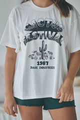 Boyfriend Tee - Cactus Festival White