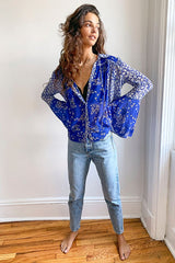 Serena Printed Blouse - Blue Combo