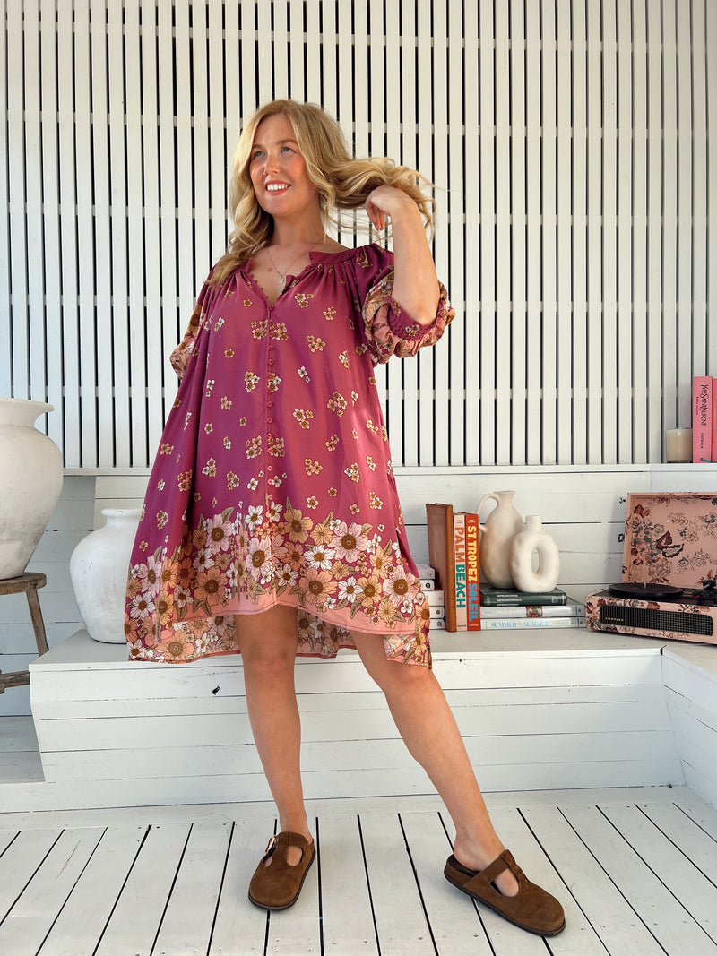 Evelyn Mini Dress - Bee Orchid