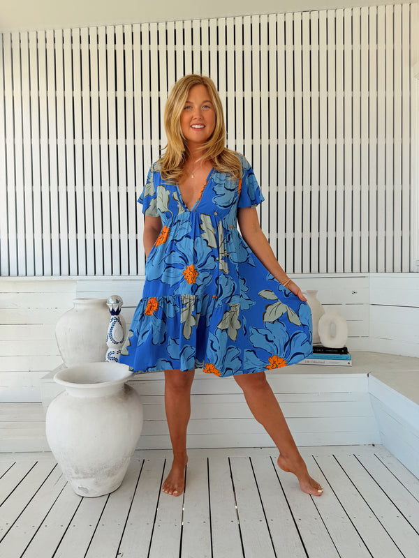 Rhys Mini Dress - Blue Bell