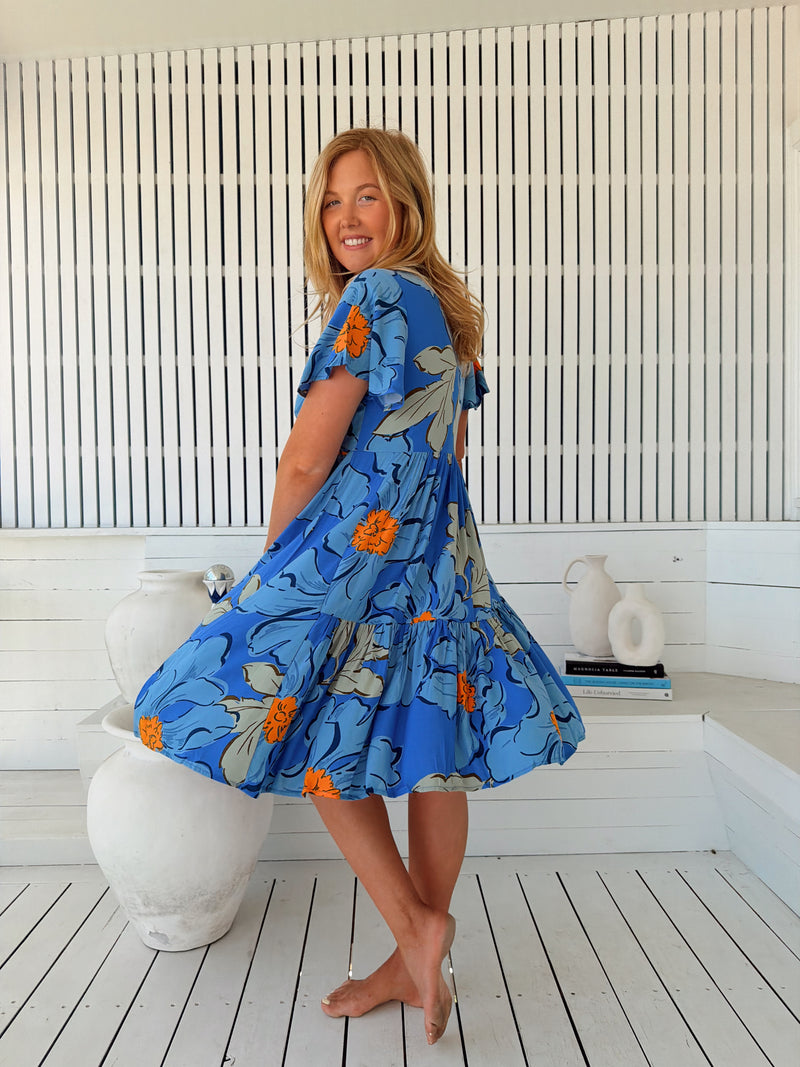 Rhys Mini Dress - Blue Bell