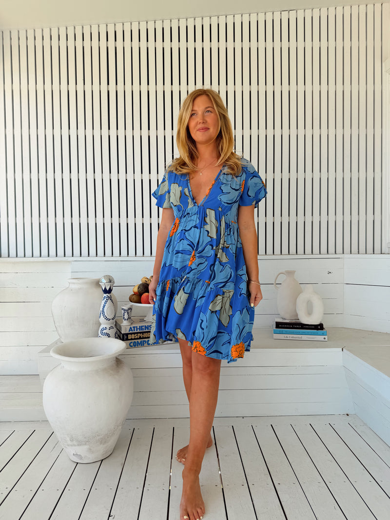 Rhys Mini Dress - Blue Bell