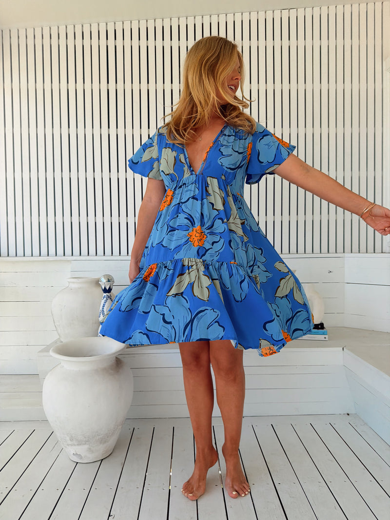 Rhys Mini Dress - Blue Bell