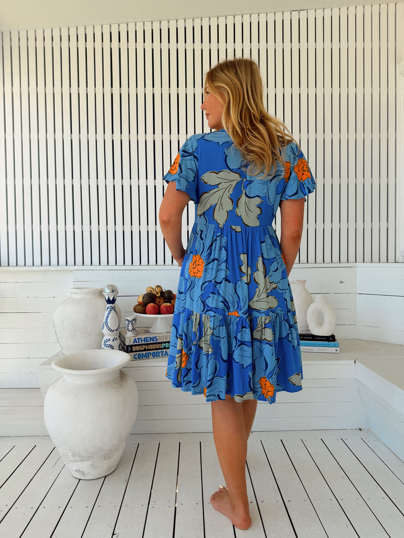 Rhys Mini Dress - Blue Bell