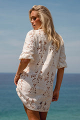 Embroidered Lake Dress -  Golden Palms