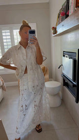 Embroidered Lola Shirt - Golden Palms