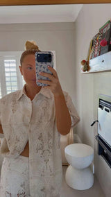 Embroidered Lola Shirt - Golden Palms