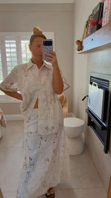 Embroidered Lola Shirt - Golden Palms