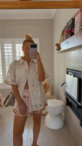 Embroidered Lola Shirt - Golden Palms