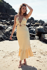 Ethereal Frill Midi Dress- Golden Harvest  ~ MOS the label