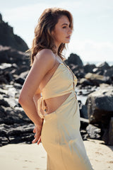 Ethereal Frill Midi Dress- Golden Harvest  ~ MOS the label