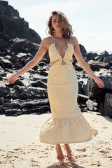 Ethereal Frill Midi Dress- Golden Harvest  ~ MOS the label