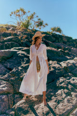 Embroidered Shell Indiana Maxi - Salt