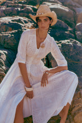 Embroidered Shell Indiana Maxi - Salt