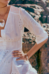 Embroidered Shell Indiana Maxi - Salt