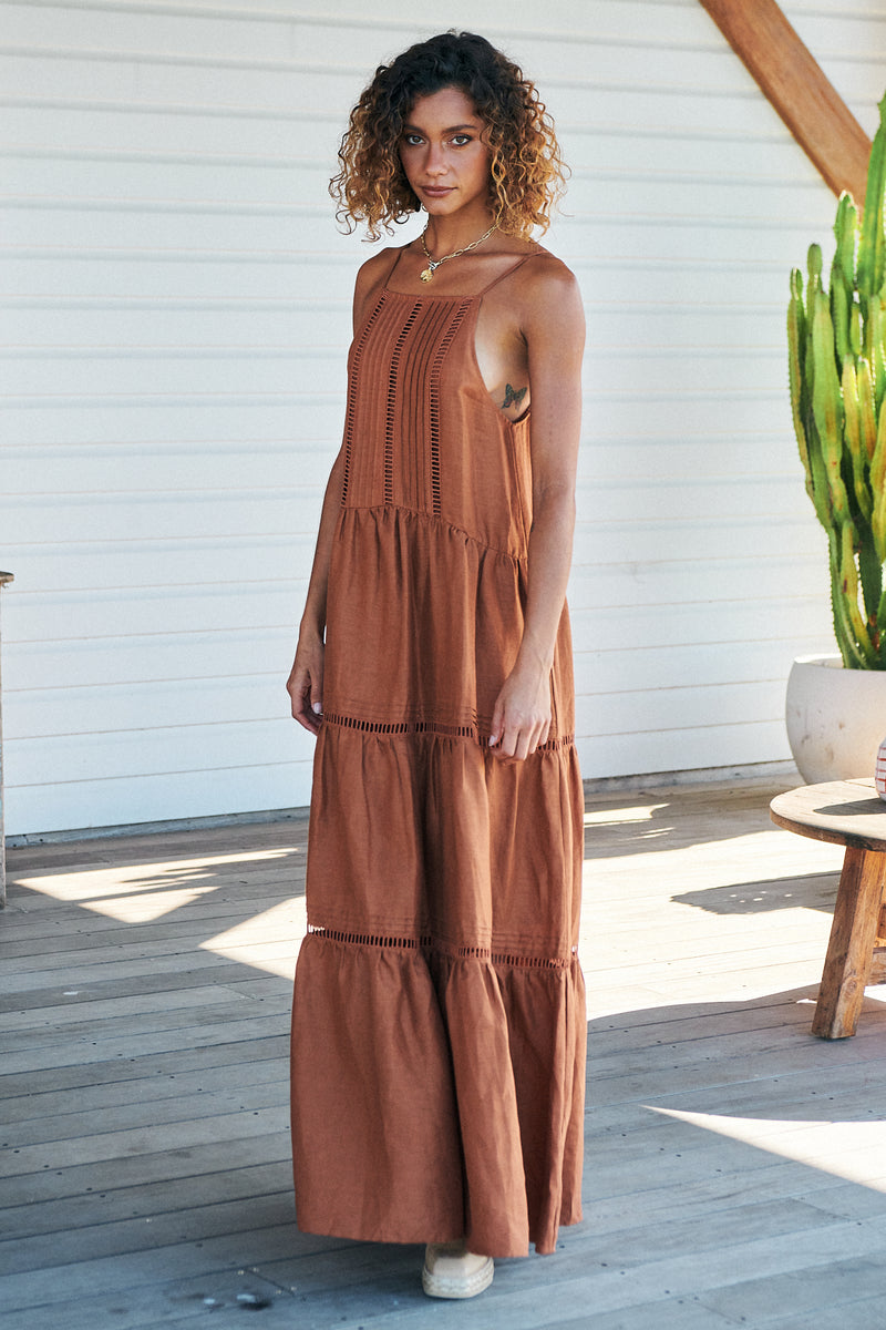 Lou Maxi Dress Gingernut -  Rhodes