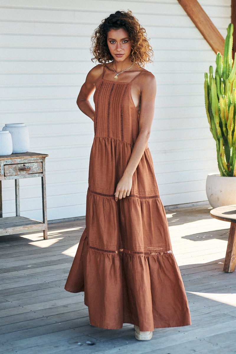 Lou Maxi Dress Gingernut -  Rhodes