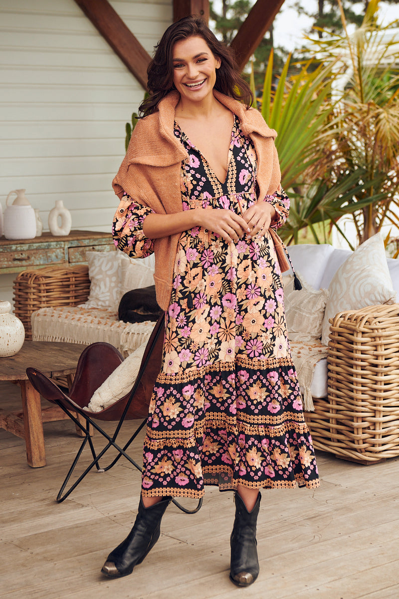Liliana Midi Dress - Apricot Blossom