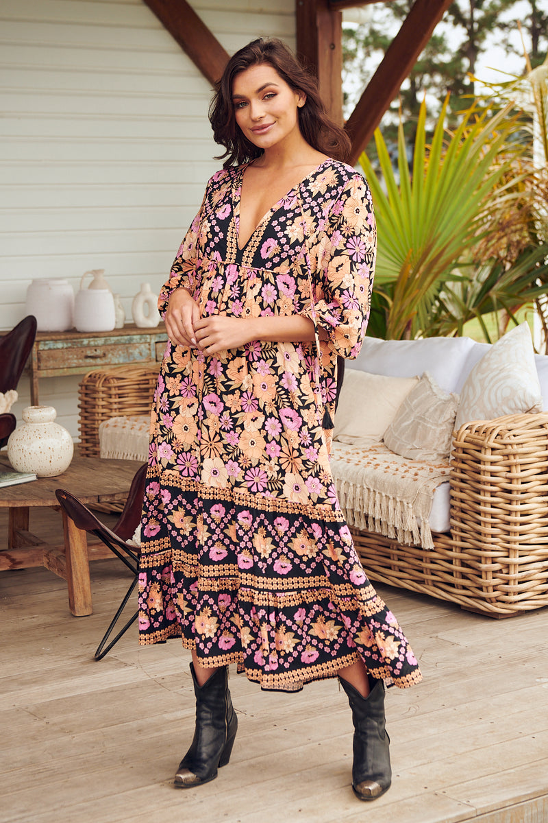 Liliana Midi Dress - Apricot Blossom