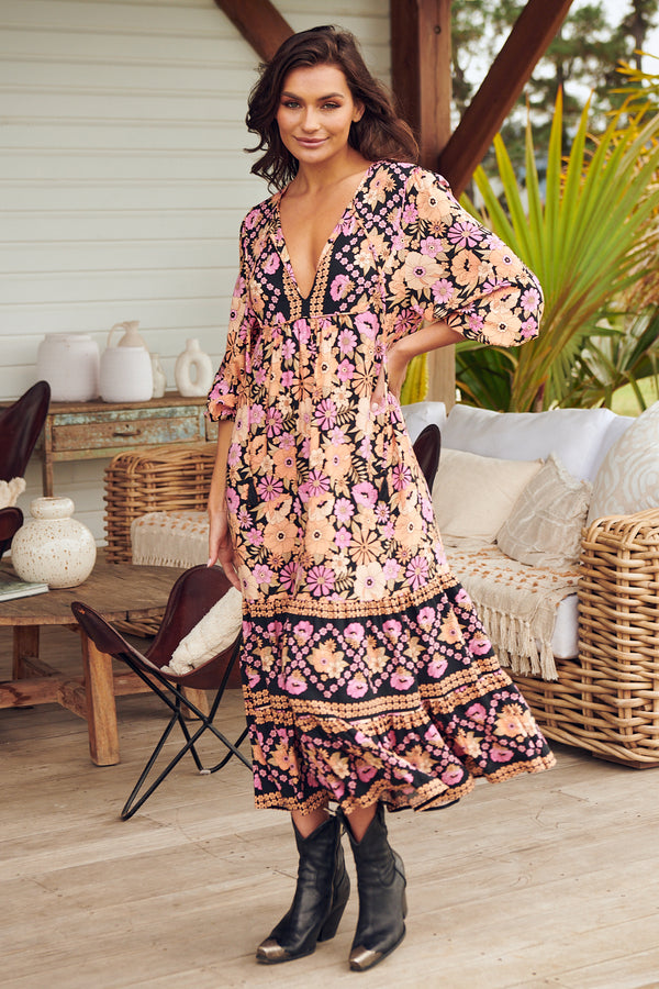 Liliana Midi Dress - Apricot Blossom