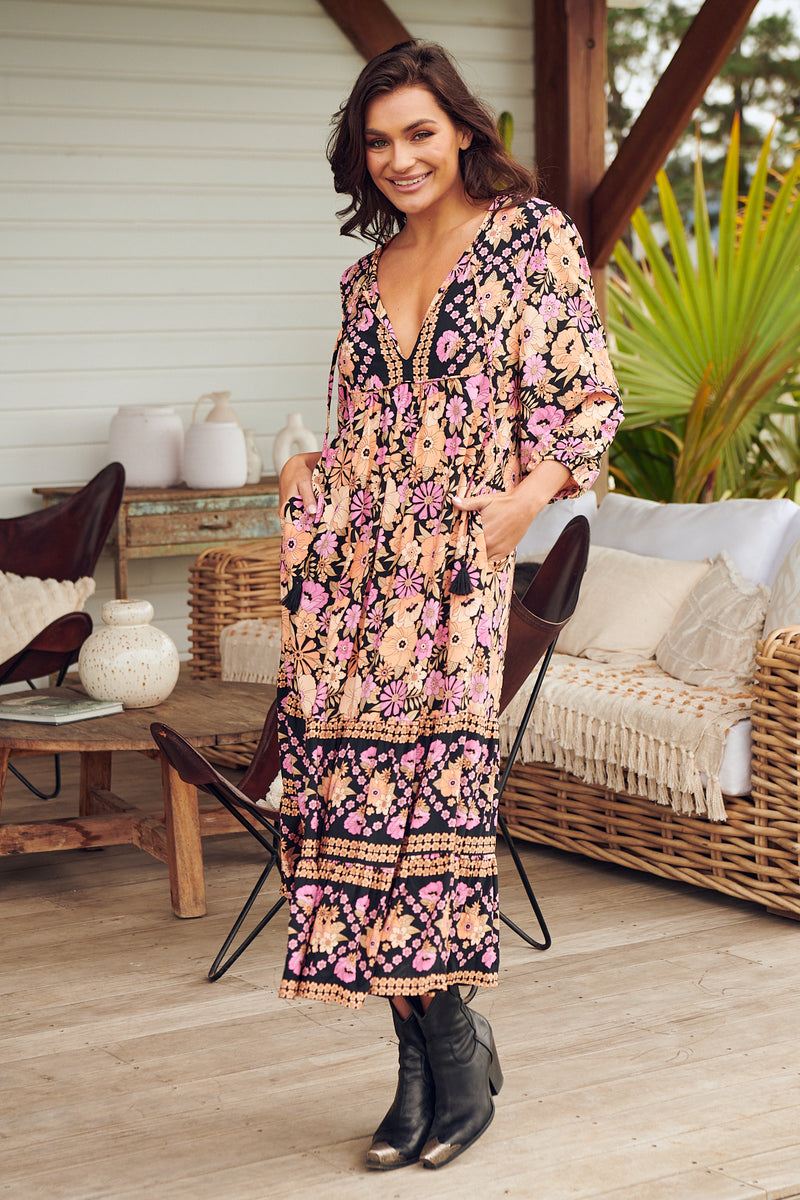 Liliana Midi Dress - Apricot Blossom