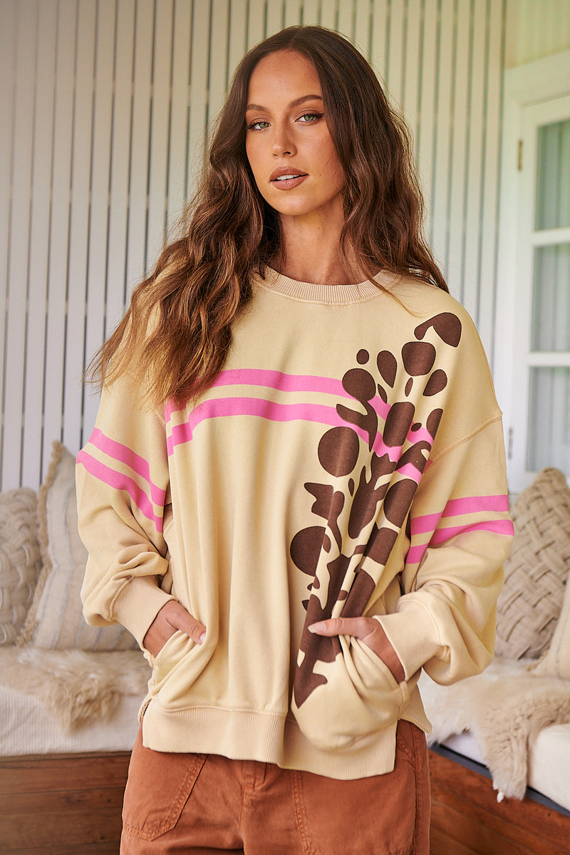 All Star Logo Pullover- Pink Sand combo ~ Free People