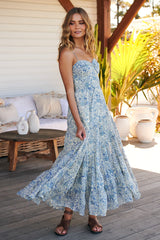 Sundrenched Printed Maxi Dress-Blue ~ Free People