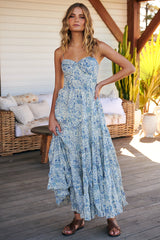 Sundrenched Printed Maxi Dress-Blue ~ Free People