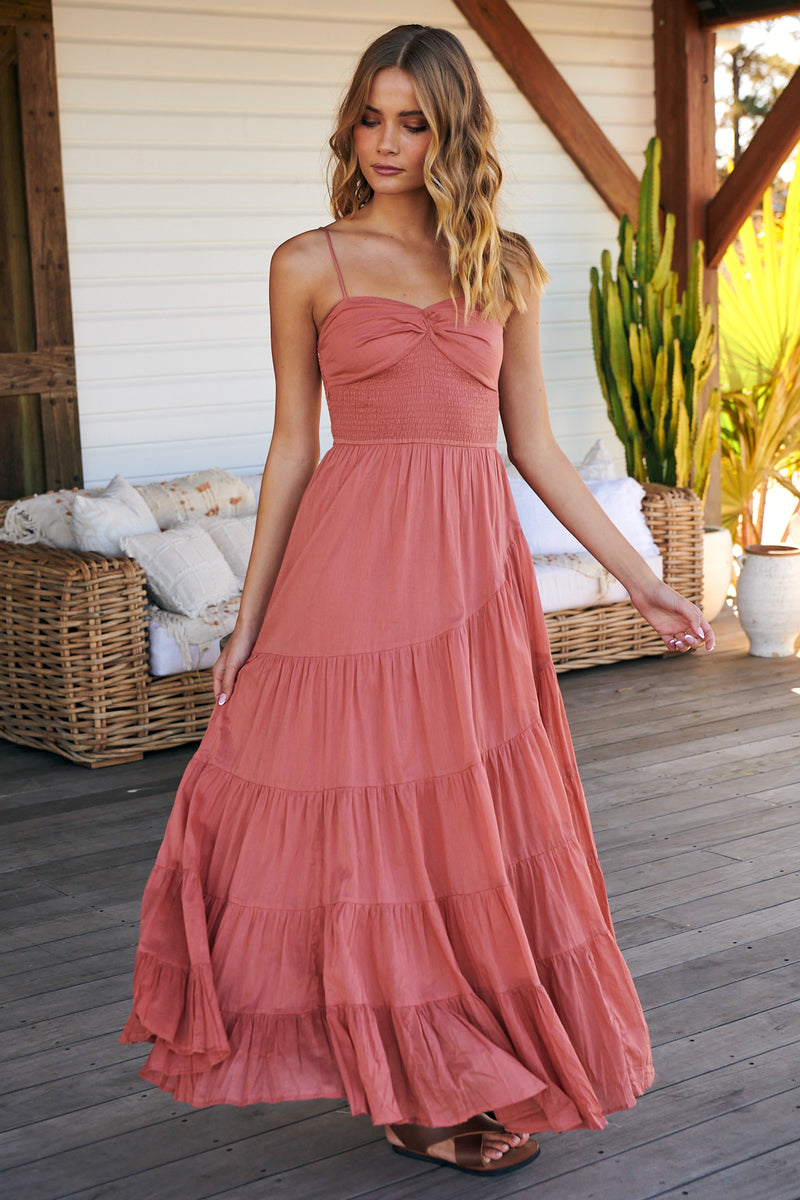 Sundrenched Solid Maxi Dress- Clay ~ Free People