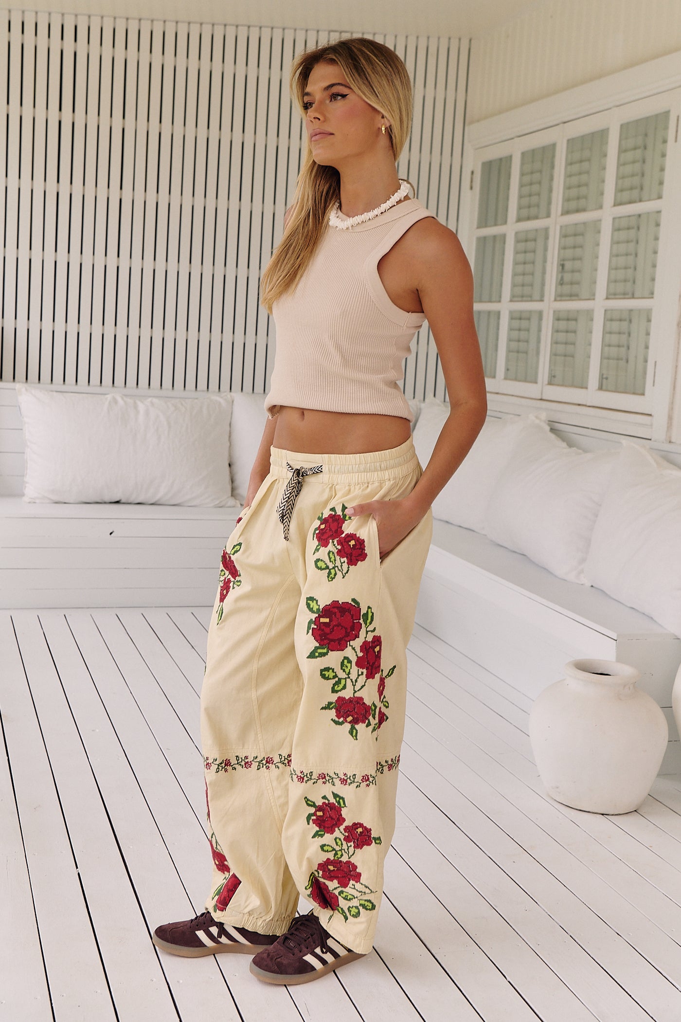 Rosalia Embroidered Pull-On Pants ~ Free People – Arizonia Rose