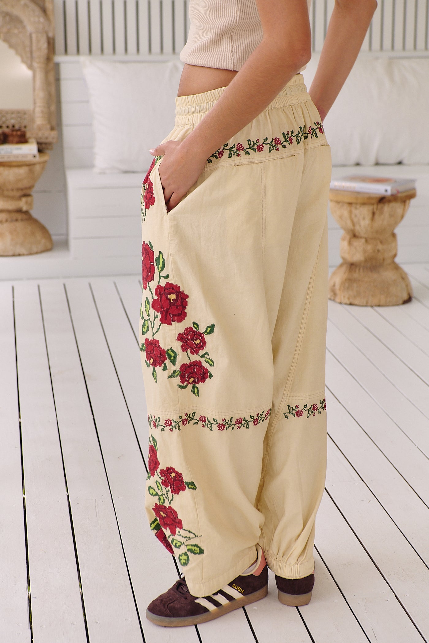 Rosalia Embroidered Pull-On Pants ~ Free People – Arizonia Rose