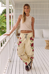 Rosalia Embroidered Pull-On Pants ~ Free People