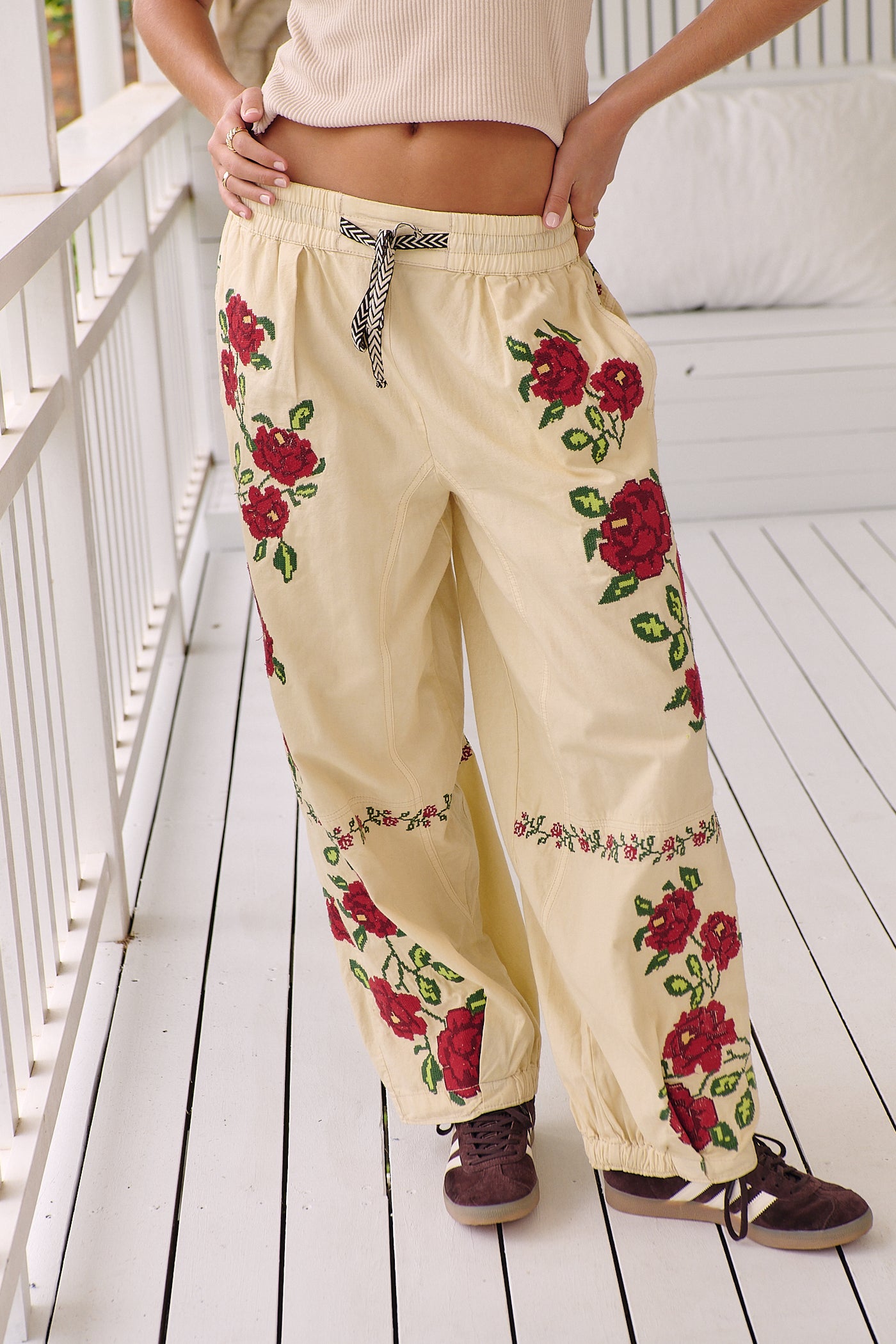 Rosalia Embroidered Pull-On Pants ~ Free People – Arizonia Rose