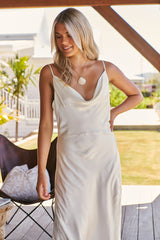 Calista Cowl Neck Ivory Midi Dress ~ MOS the label