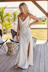 Calista Cowl Neck Ivory Midi Dress ~ MOS the label